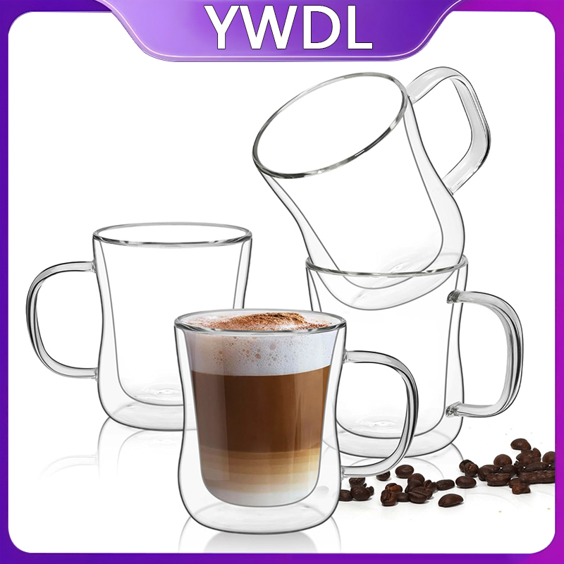 Espresso Shot Glass - YWDL 180/250/400ml Doppelwandige Glas-Espressotassen, klare Kaffeetasse