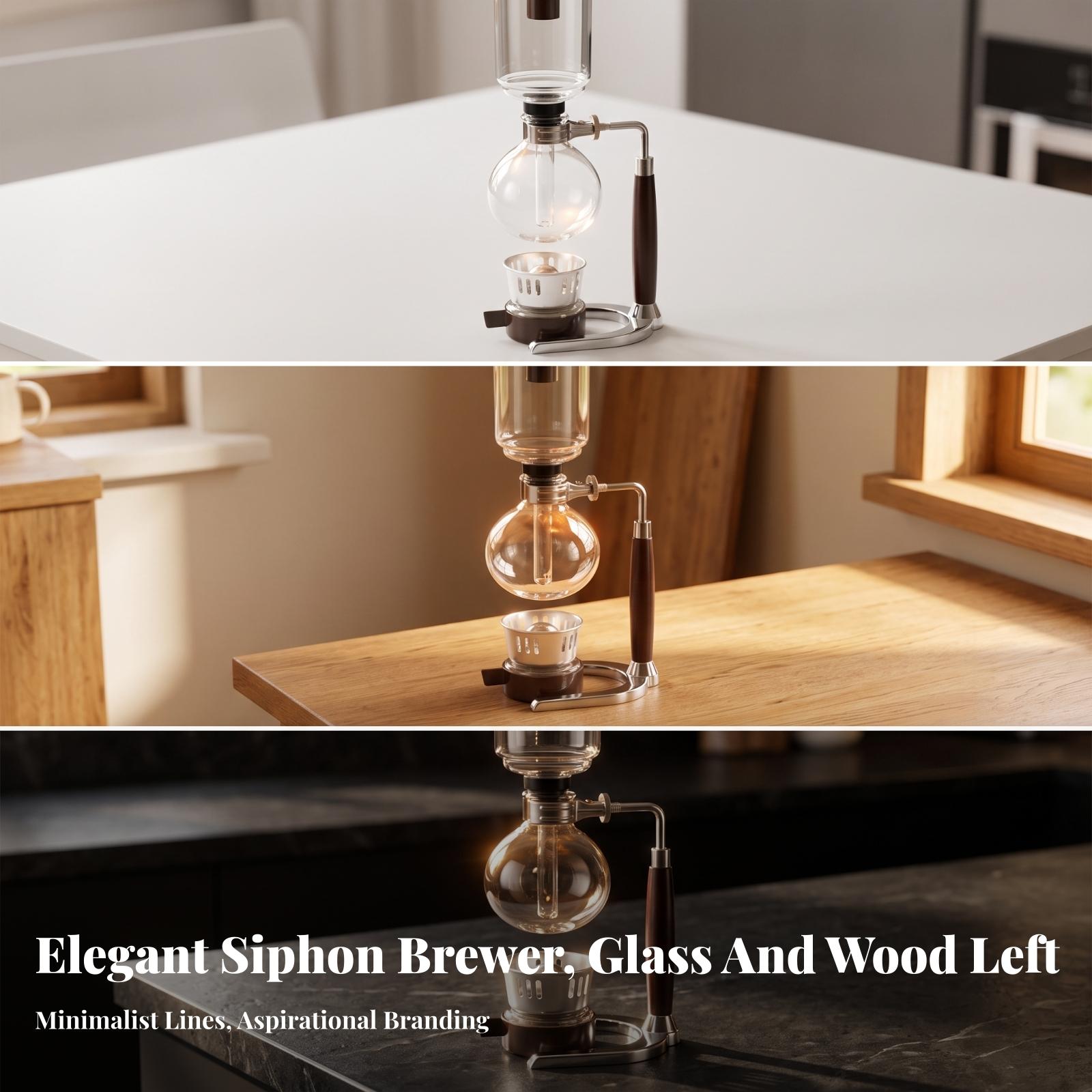 Coffee Equipment Pour Over - Vakuum-Siphon-Kaffeekanne mit Holzgriff und Glaskammer für